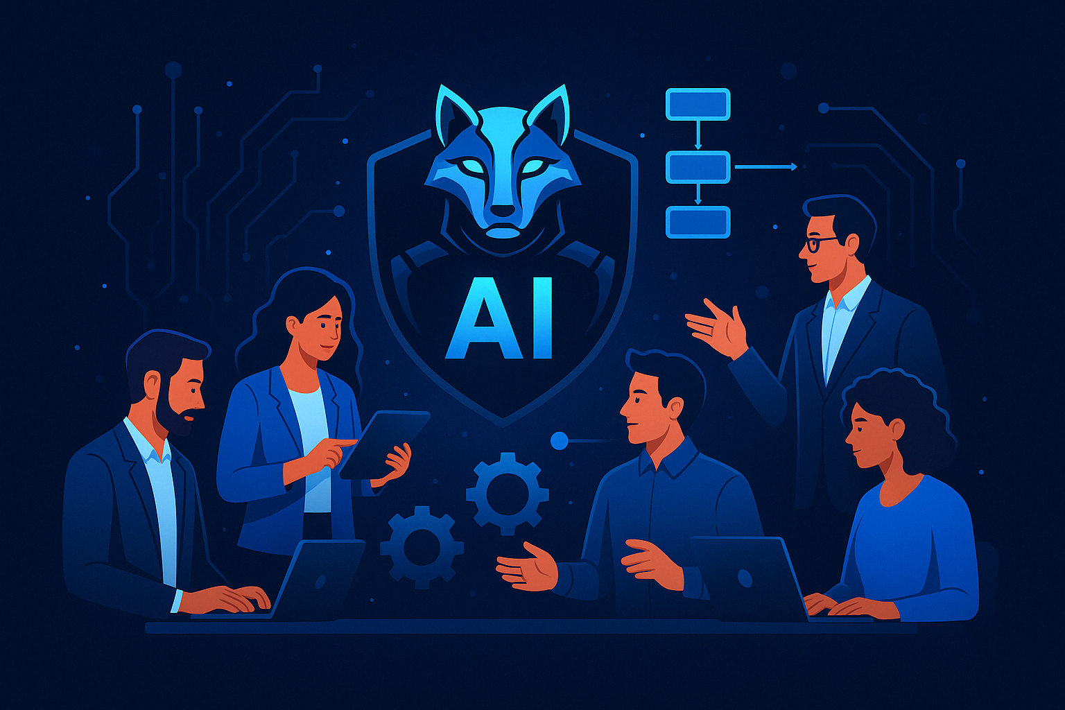Equipe da FoxAI desenvolvendo soluções com IA